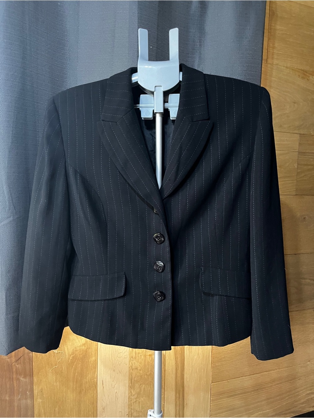 Women's Black Pinstripe Tailored Blazer